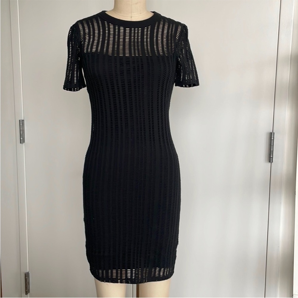 T Alexander Wang Woman’s Sheer Laser Cut Black Bodycon Whimsigoth Mini Dress S - Picture 3 of 16